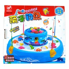 小胡玩具 親子釣魚玩具 (燈光音樂) 電動聲光雙層釣魚盤 親子遊戲兒童玩具, 1個, 粉色