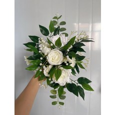 인조 초승달 꽃줄 장식 웨딩 배경 실크 가랜드 생일 파티, 1개, 7. Green White A. 1PC