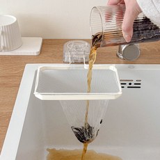 KOUJI 叩吉好物 水槽過濾網架，廚餘瀝水架，廚房置物架，水槽收納架，三角瀝水籃, 過濾網袋(50入), 1個