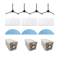 ILIFE A12 프로 / V9 로봇 청소기용 교체 액세서리 키트 4개의 사이드 브러시 3개의 걸레 패드 헤파 필터 먼지 봉투, 1 13 Pack Replacement Parts IL