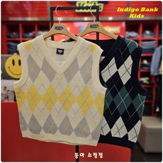 인디고키즈 "빠른배송_품절각" 2024년 봄맞이 최애아이템! 아크릴100% 이너로도 좋고 티셔츠나 셔츠랑 함께 입어도 좋은 주니어 아가일 브이넥 니트 조끼 IKVK24101