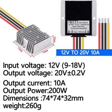 GYVRM 12 V 20 5A 100W 전압 부스터 컨버터 스텝 업 레귤레이터 mp 자동차 전원 공급 장치 CE RoHS, [08] A3 12V TO 20V 10A, [01] 12V, [01] 20V, 1개