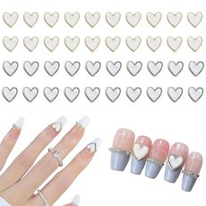 네일 파츠 하트 40개 세트 3D 입체 귀여운 하트형 메탈 주얼리 파츠 네일 아트 핸드메이드 데코 파츠