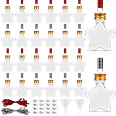 32팩 채울 수 있는 크리스마스 공 트리 걸이 장식품 투명 플라스틱 물병 전구 펜던트 격자 무늬 리본 및 스티커 포함 홈 파티 장식용 (별) 310924, 32팩 채울 수 있는 크리스마스 공, 트리 걸이 장식품