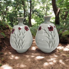 어르신선물세트 한국 수제 국산 분청사기 춘매 도자기화병 2개1세트 고급선물세트 한국도자기, 분청사기춘매