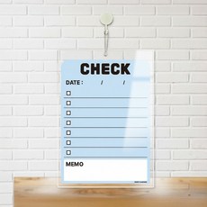 CHECK5 걸이형 아크릴 메모보드 알림 게시판 210x300mm 블루판, 상세페이지 참조