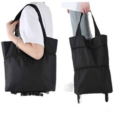 세렌디 접이식 쇼핑카트 캐리어형 장바구니카트 손수레 시장이동식, 1개, 블랙