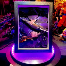 我獨自升級 成振宇 相框 燈座 發光立體3D相框 夜燈 裝飾禮物, 1件, 燈座發光(暗影君王版本1)
