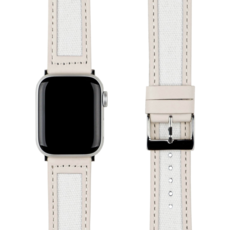 모할랩 애플워치 3/4/5/6/7/8/SE 호환 가죽 투톤모던 스트랩 + 보호필름 1p 세트, 04 크림, 45mm