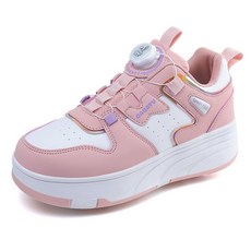 다이얼 롤러슈즈 롤러슈즈 힐리스 운동화 바퀴달린신발 롤로스케이트 4륜 초경량 스케이트화, 핑크색, 1개