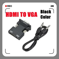 HDMI 호환 여성-VGA 남성 변환기 오디오 어댑터 케이블 프로젝터 PC 노트북 HDTV 1080P 컴퓨터 셋톱 박스, 01 CHINA, 01 검정색