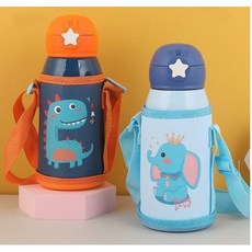어린이 키즈 유아 초등학생 캐릭터 보온 보냉 텀블러 물병 470ml, 코끼리, 1개