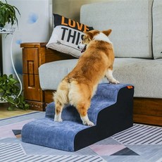 계단 낮은 강아지 침대밑 스텝 관절보호 반려견 노견, 1개, 그레이블루