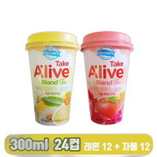 덴마크/테이크얼라이브 블렌드 혼합(자몽12+레몬12) 무배/유산균음료/비타민, 1개, 300ml