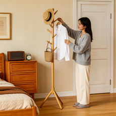 원목 삼각 행거 침실 거실 가정용, 헤이즐넛