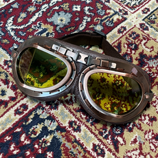 빈티지 스타일 레트로 오토바이 방풍 고글, 1개, 옐로우