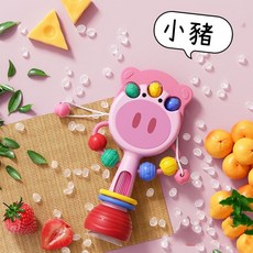 聲光音樂波浪鼓吸盤玩具 兒童音樂益智音效寶寶手拿吃飯玩具, 1個, 小豬