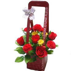 지나로즈 카네이션 혼합 비누꽃바구니 생일 기념일 어버이날 스승의 날 꽃 선물, 1개, 11번 카네이션 비누꽃바구니