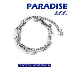 PARADISE 拼接雙層方格鏈 冷淡風 鈦鋼 醫療鋼手鏈