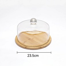웨딩 케이크 스탠드 유리돔 커버 디저트 애프터눈티 트레이, 나무 트레이 + 21cm 직각 뚜껑