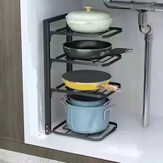 무타공마켓 높이조절 후라이팬거치대, 4단, 블랙, 1개