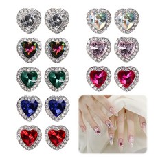 네일 파츠 하트 16개 세트 네일 스톤 라인스톤 귀여운 크고 반짝이는 입체 귀여운 하트 모양 DIY 네일을 장식하고 옷에 활용하기