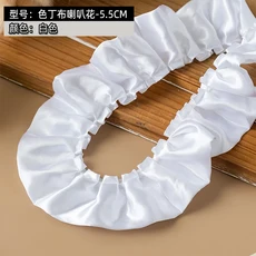 55mm 폭 새틴 주름 레이스 리본 러플 트림 로리타 장식 커튼 가방 DIY 공예 재료 홈 데코 원단, 01 1 야드, 10 B (5.5cm Wide)