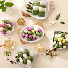 [귀정떡방] 굳지않는 쫄깃한 영양 간식 떡 4종 세트 500gx4봉 2kg (꿀떡+바람떡+앙금절편+녹두볼떡), 500g