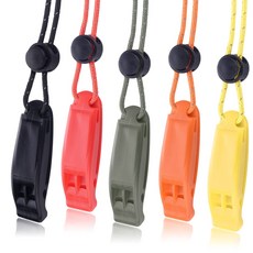 비상 호루라기 4Pcs 고음 안전 휘슬 반사 랜야드 등산 캠핑 카약, 혼합 색상-5개