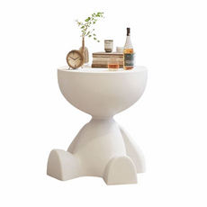 혼반홈 귀여운 인형모양 수납 사이드 미니 테이블 인테리어 원형 수납 협탁 34*37*41CM, 1개, 화이트