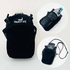 파크라이프 3 in 1 등산 배낭 보조 파우치 스마트폰 배낭물병 파우치, 블랙