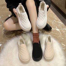 여성용 겨울 퀼팅 털내장 슬립온 신발