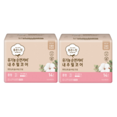 좋은느낌 유기농순면커버 내추럴코어 슬림 중형, 14개입, 2개