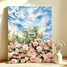 DIY그림그리기 명화그리기 캔버스 유화그리기세트 40 x 50cm, 1개, 023 맑은 하늘 장미바다