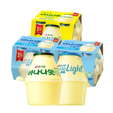 빙그레 단지우유 바나나맛 + 바나나 라이트, 1팩, 240ml
