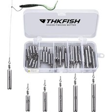 THKFISH 낚시 무게추 세트 60개 드롭샷 키트 소금물 및 민물 배스 낚시용 리그 와키 후크, A-28pcs-Weight Kit Slender Sha