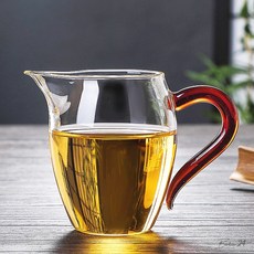 레드손잡이 내열유리 숙우 350ml 유리잔 티팟 카페 투명 차마시기 홈카페