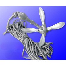 접이식 고무 보트 앙카 요트 정박 앵커 폴딩 닻 탄소강 아연 도금, 1. 1.5kg앵커 10m로프, 1개