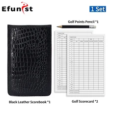 골프 점수 책 연필과 점수 카드가있는 새로운 PU 가죽 소재 점수 노트 골프 용품 사용하기 쉬운 드롭 선박, 04 1 Set Black