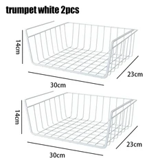트롤리카트 다기능 천공 주방 욕실 보관 바구니 보관함 하단 책 기숙사 사무실, [09] trumpet white 2pcs