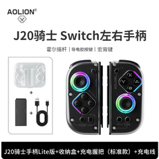 AOLION J20 Switch左右手柄 霍爾搖桿 導電膠按鍵 宏背鍵, 1個, J20 Lite手柄+收納盒+充電握把