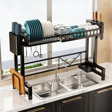 폭조절 가능 식기 건조대 다기능 식기건조대 선반형 1000, 1개, 블랙, 1단