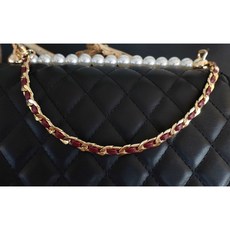 台灣現貨 皮包鏈條 小香風 鍊條 寬8MM高優 小香 鏈條 包包鏈子 包鏈 woc 艾奇利 穿皮鏈 皮包鍊帶 鏈帶 替換背帶 斜背鍊 包帶 皮包鍊子, 1個, 淺金+深酒紅110cm