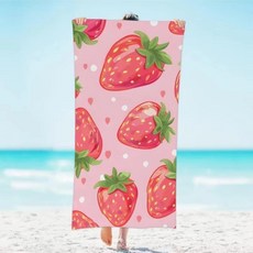 핑크 딸기 비치 타월 샤워 캠핑 선물용 슈퍼 소프트 빠른 건조 통기성
