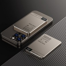 MagSafe 磁吸無線充電行動電源 外接式超薄合金電池 iPhone/iPad適用, 鈦金色【優先消耗+雙彈窗】耳機手錶三合一,5000毫安【帶3C標識｜可上飛機】, Q1