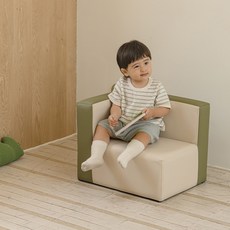 와이드 아기소파 유아 의자 1인용, 올리브 R