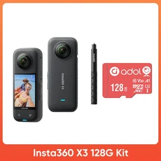 기존 Insta360 X3 - 1/2인치 48MP 센서 5.7K 360 액티브 HDR 비디오 72MP 사진 4K 단일 렌즈를 갖춘 방수, 03 128G Stick Kit