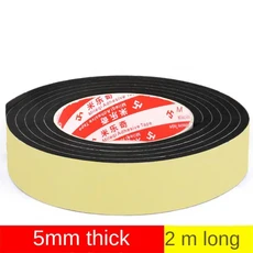 자체 접착 스폰지 씰링 스트립 창문 문짝 충돌 방지 방풍 방음 갭 폼 테이프, 01 5Meters, 02 Black
