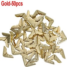 금속 책 코너 보호대 빈티지 스크랩북 사진 앨범 프로텍터 DIY 노트북 메뉴 장식 공예 50 500pc, Gold 50pcs