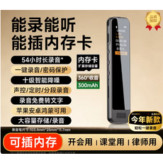 學生課堂錄音筆，寫字筆錄音筆芯可更換，25小時長錄音，Type-C連接，蘋果安卓鴻蒙可用, 54小時錄音★可擴展內存, 標配